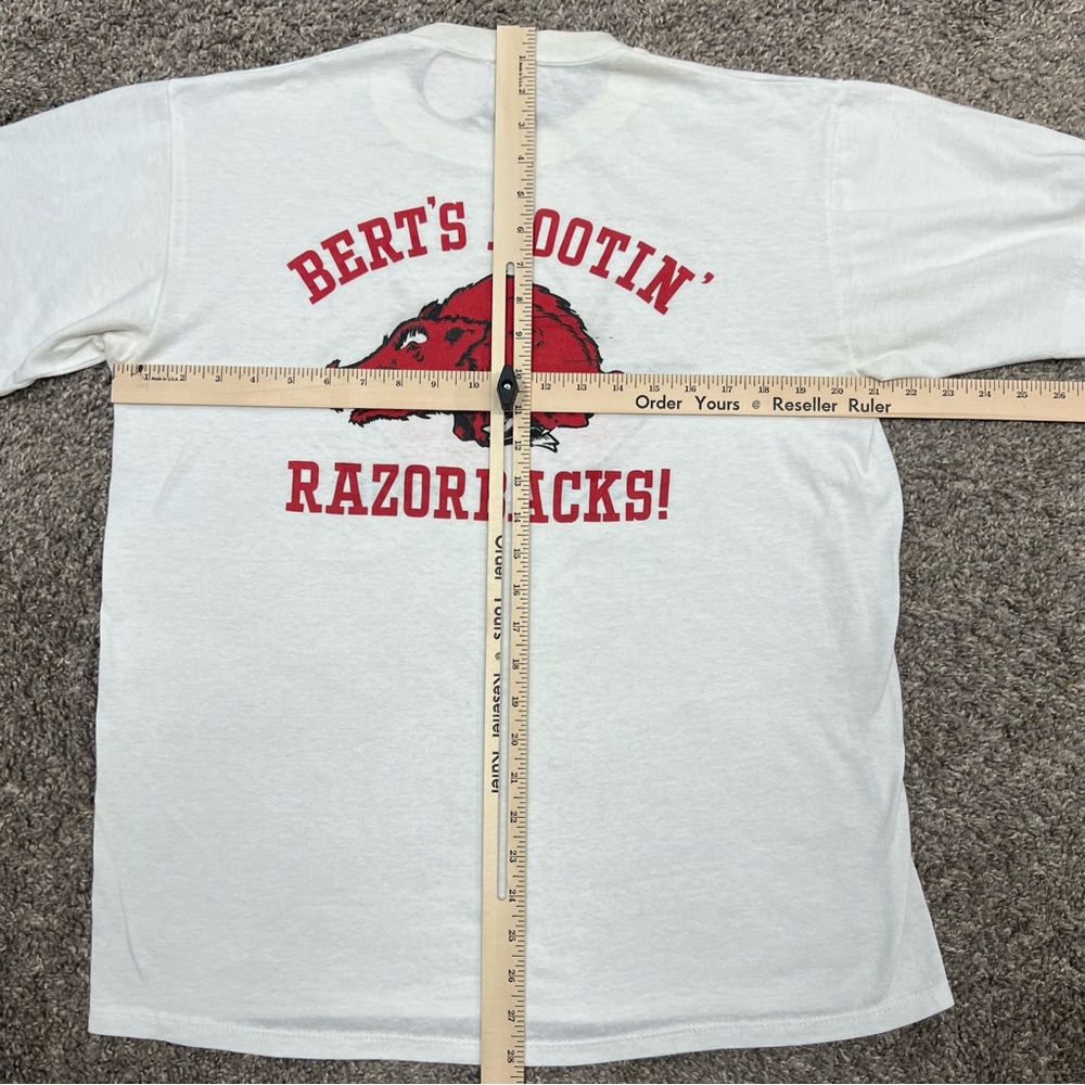 Vintage AR Razorback shirt mens XL white Bert’s rootin 90s streetwear retro‎ - Picture 11 of 13
